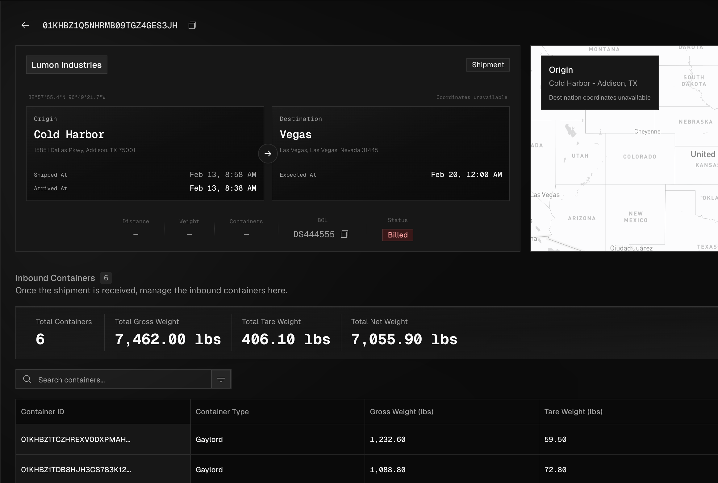 CheckSammy Track & Trace platform showing chain-of-custody tracking